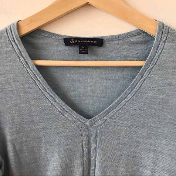 Brooks Brothers baby blue long sleeve merino wool sweater - Picture 2 of 7